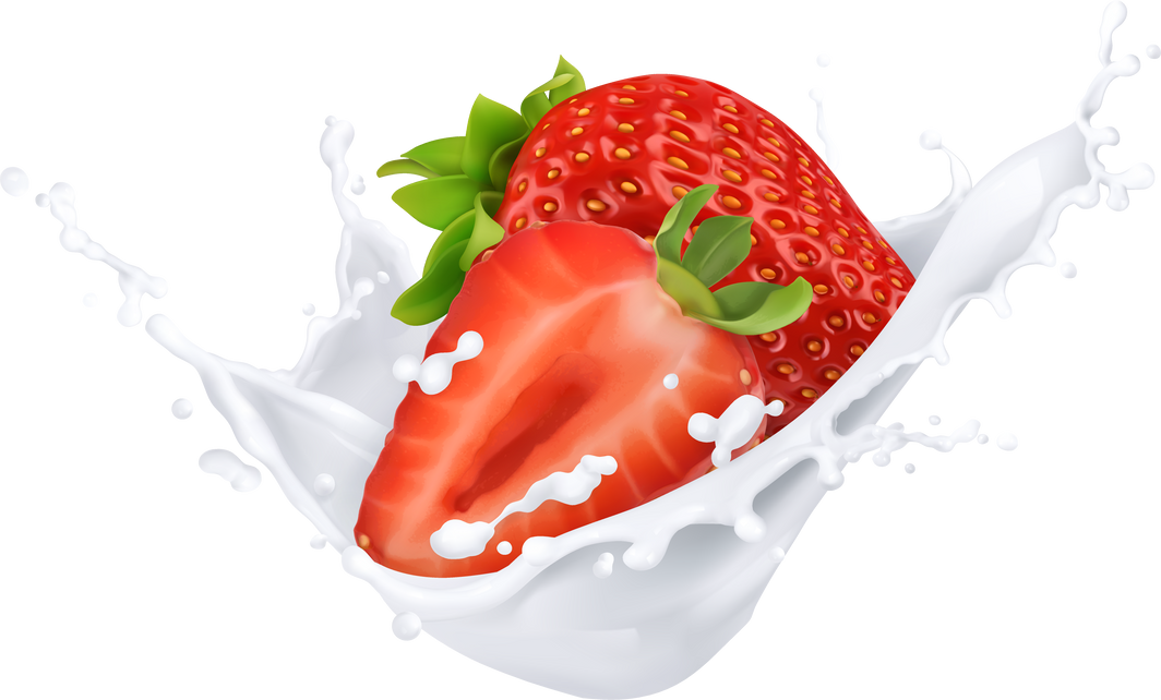 Milk splash with strawberry 3d icon